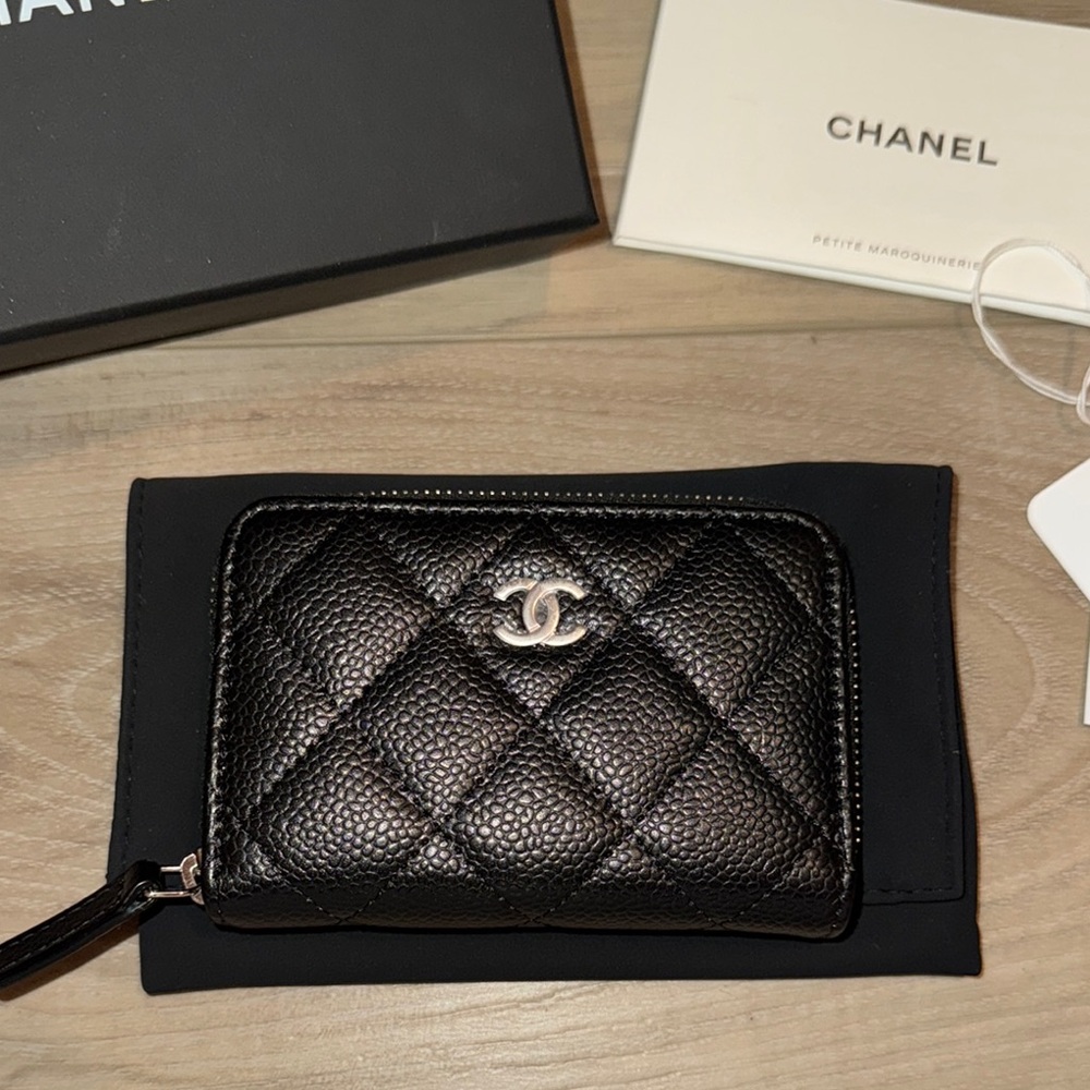 Chanel Black Quilted Key Card Holder